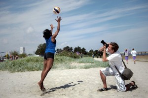 Shooting beach volleyball tournament at Amager