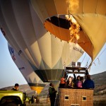 Hot air balloon takeoff